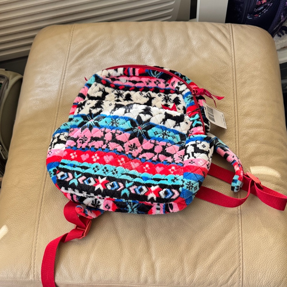 Vera Bradley Nordic Stripe Multi fleece small backpack